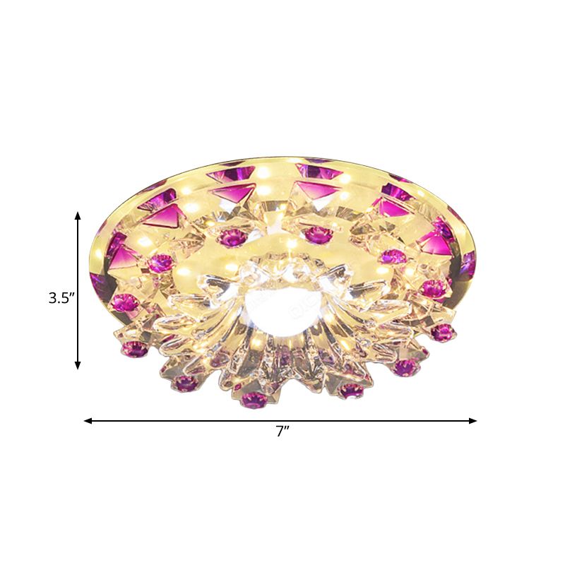 Lámpara de montaje de flor de cristal con capas de cristal biselado
