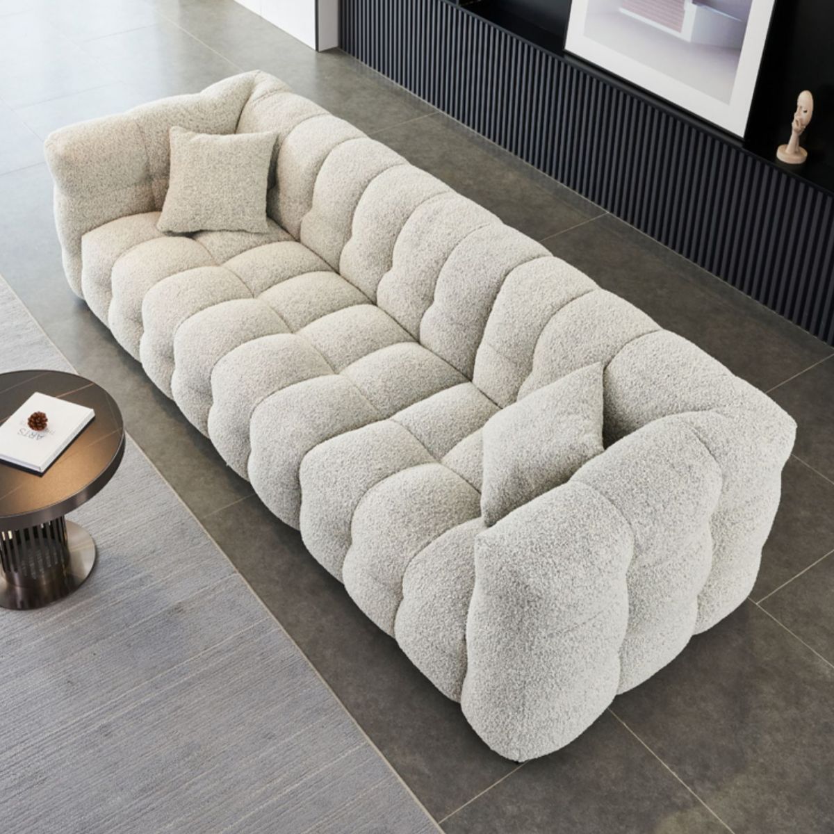 Contemporary Square Arm Tufted Tight Back Sofa Couch for Living Room