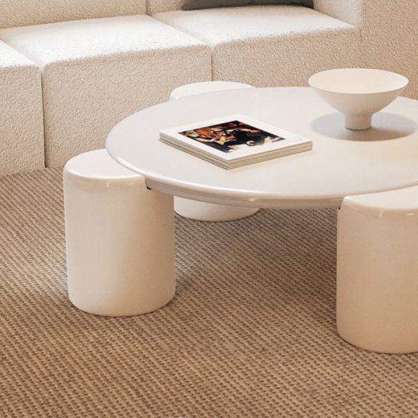 Modern Round Solid Wood Coffee Table with 4 Legs Coffee Or End Table