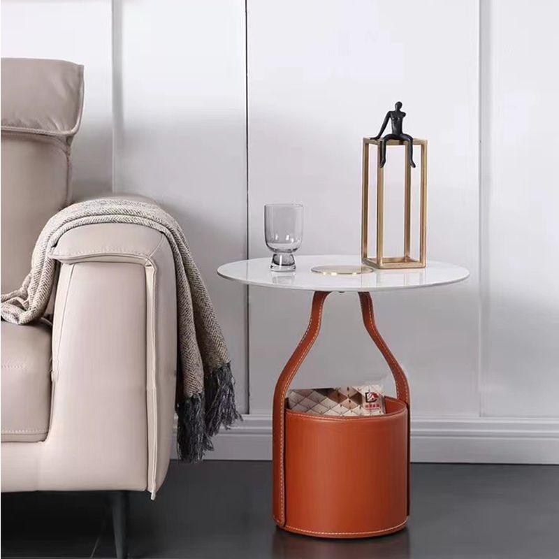 Contemporary Living Room Round with Storage Pedestal Side Table