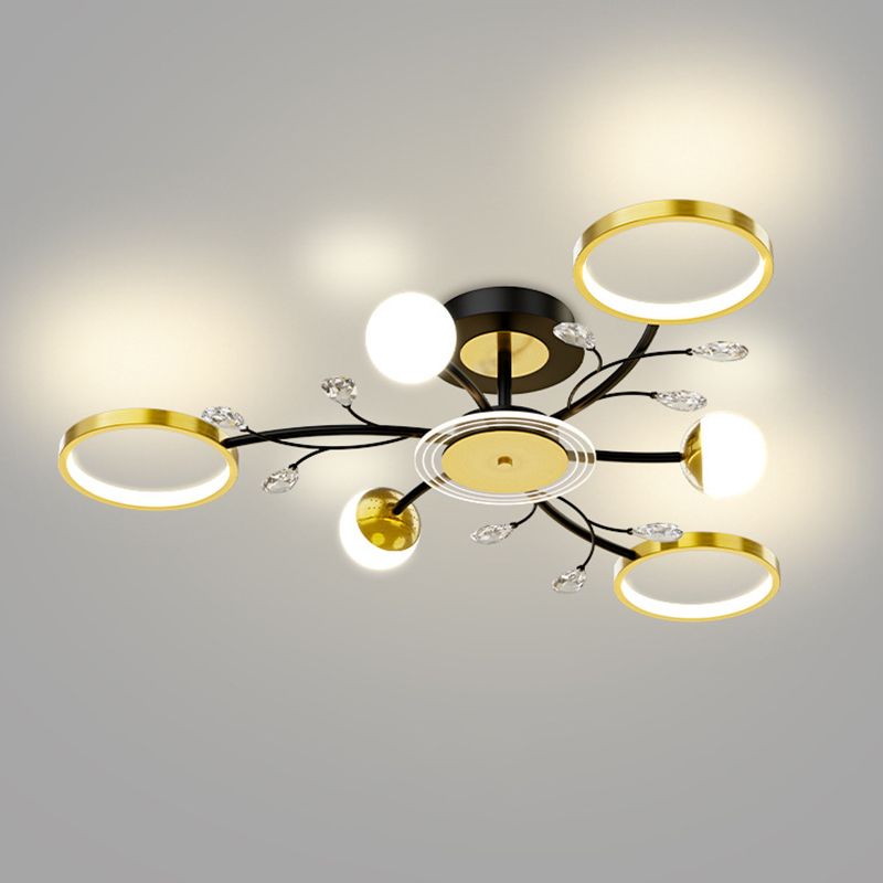 Black Sputnik Flush Mount Ceiling Light Modern Aluminum Flush Light for Living Room