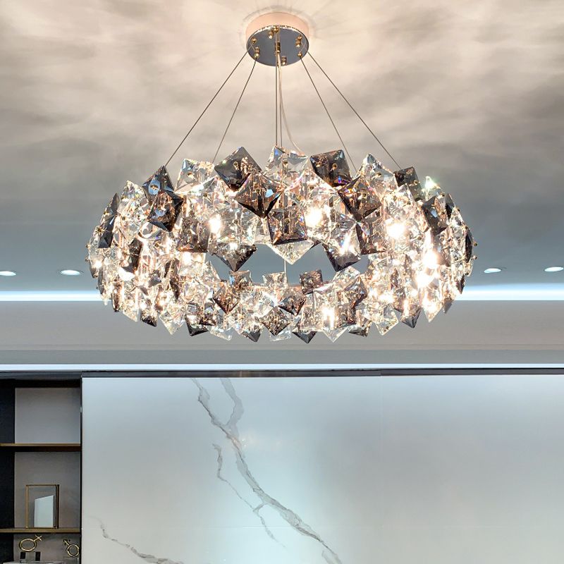 Geometric Pendant Lights Modern Crystal Pendant Lighting Fixture in Grey