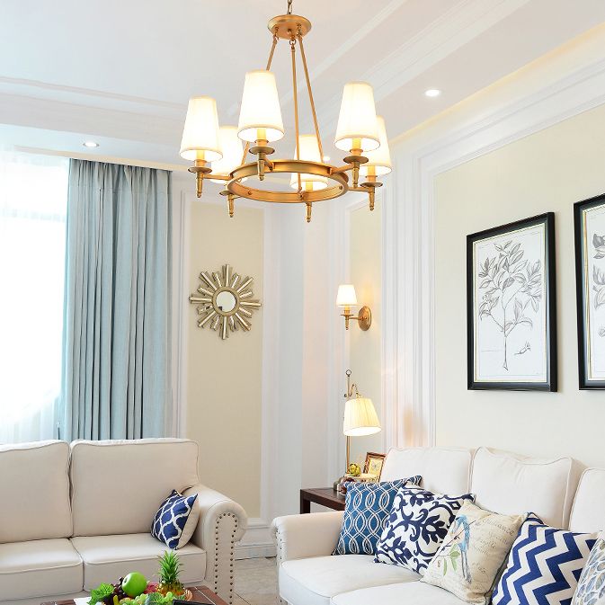 Fabric Contemporary Hanging Light Fixtures Wheel Ceiling Light for Living Room