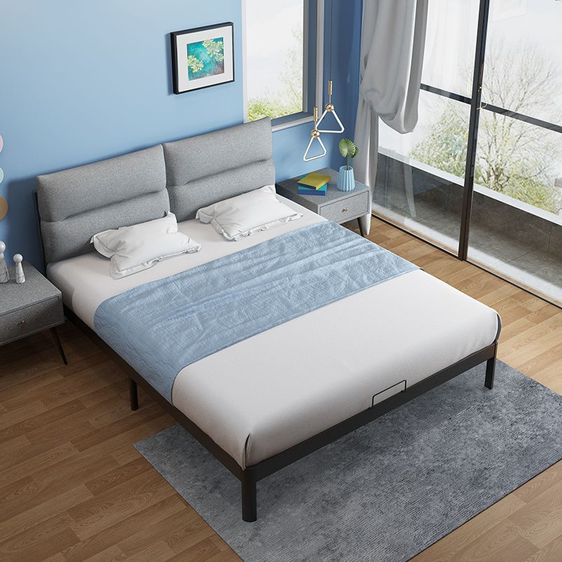 Contemporary Metal High Profile Bed Frame 39.37" H Panel Bed