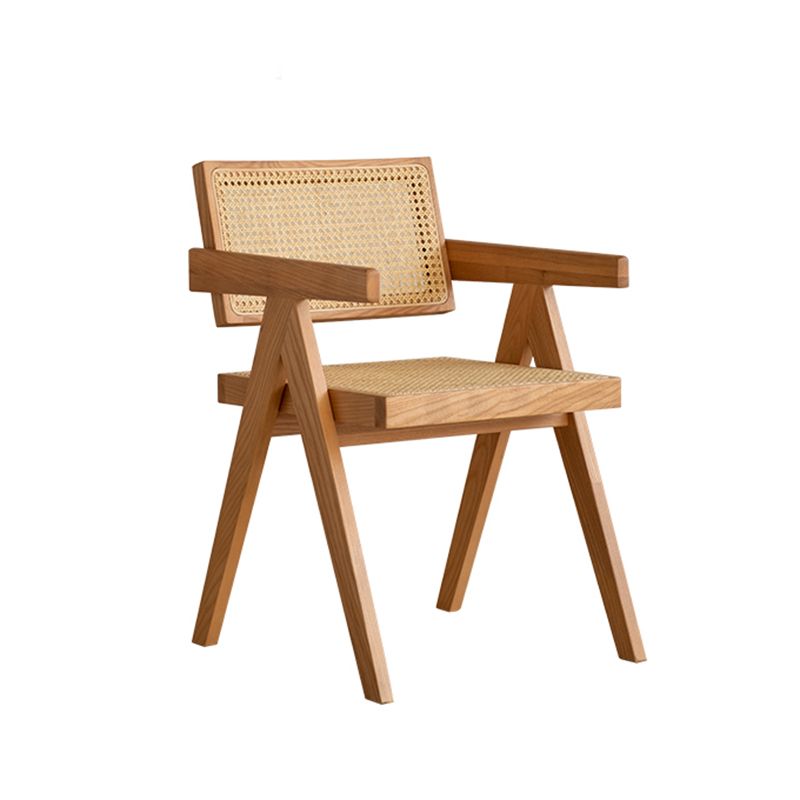 Natural Scandinavian Dining Chairs Rubber Wood Low Back Dining Side Chair