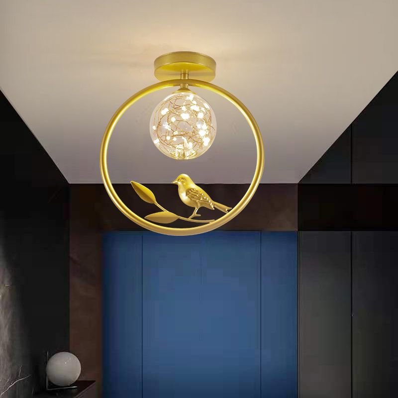 1 Light Spherical Ceiling Lamp Modern Style Glass Ceiling Lighting for Living Room