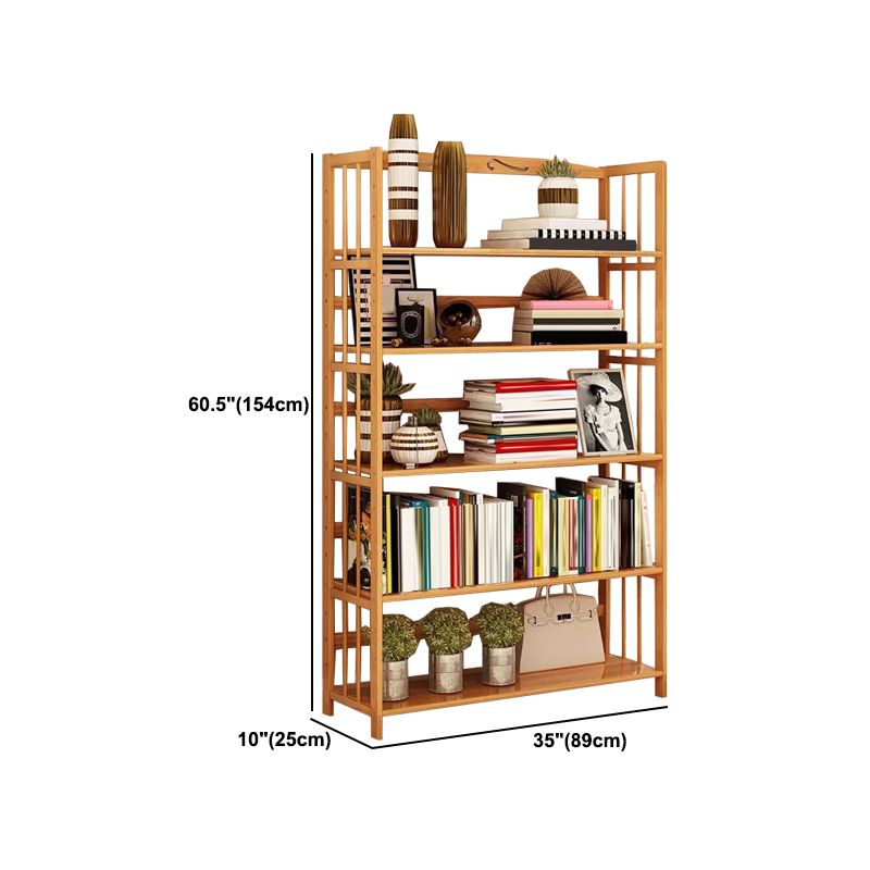 Contemporary Brown Bamboo Shelf Bookcase Open Bookcase for Study Room
