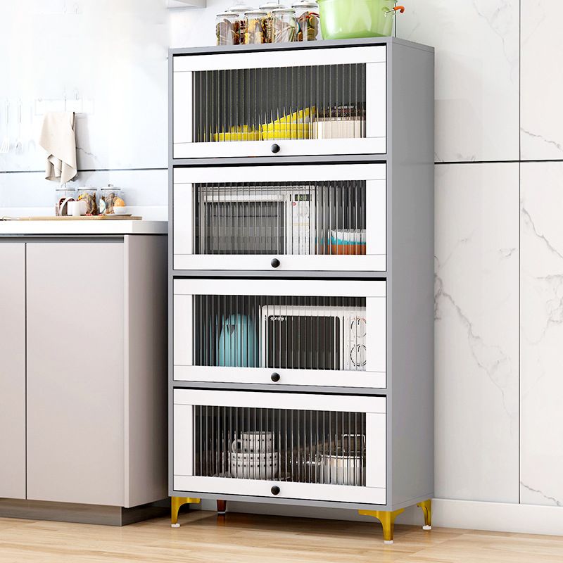 Glam Style Kitchen Server Tempered Glass Doors Buffet Server for Dining Room