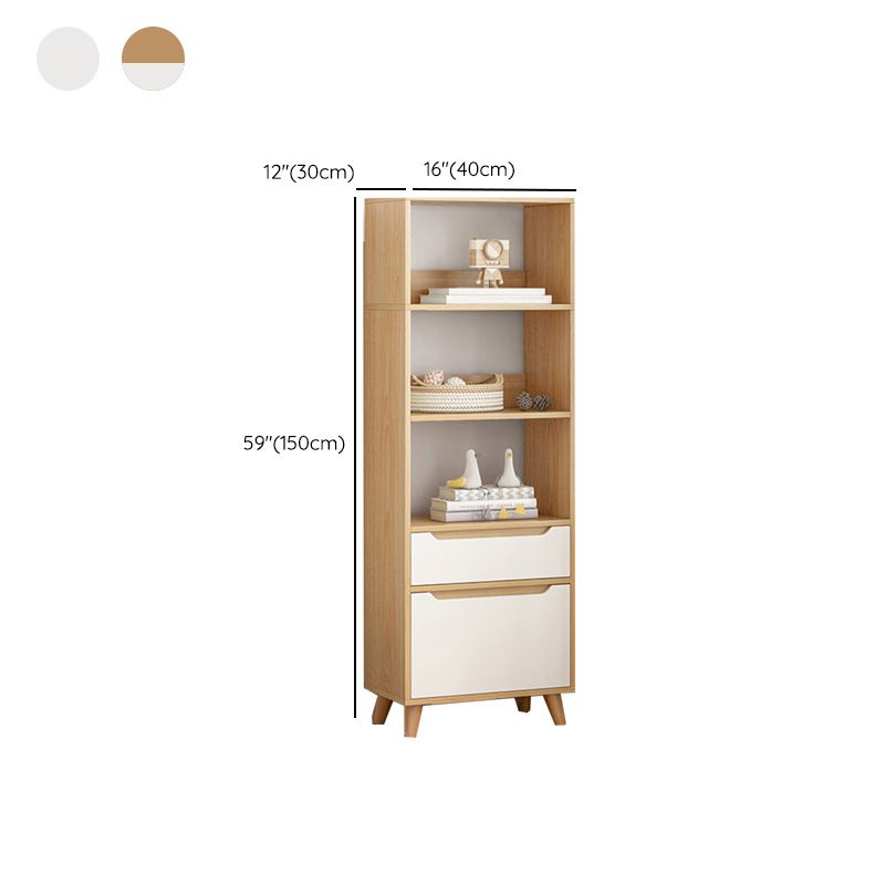 Wooden Accent Cabinet Grooves Handle Design Storage Cabinet with Drawer