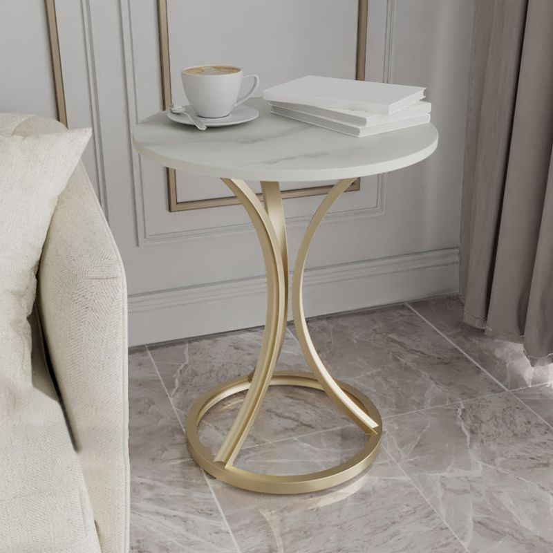 Modern Slate Round Side End Table Pedestal Table for Living Room