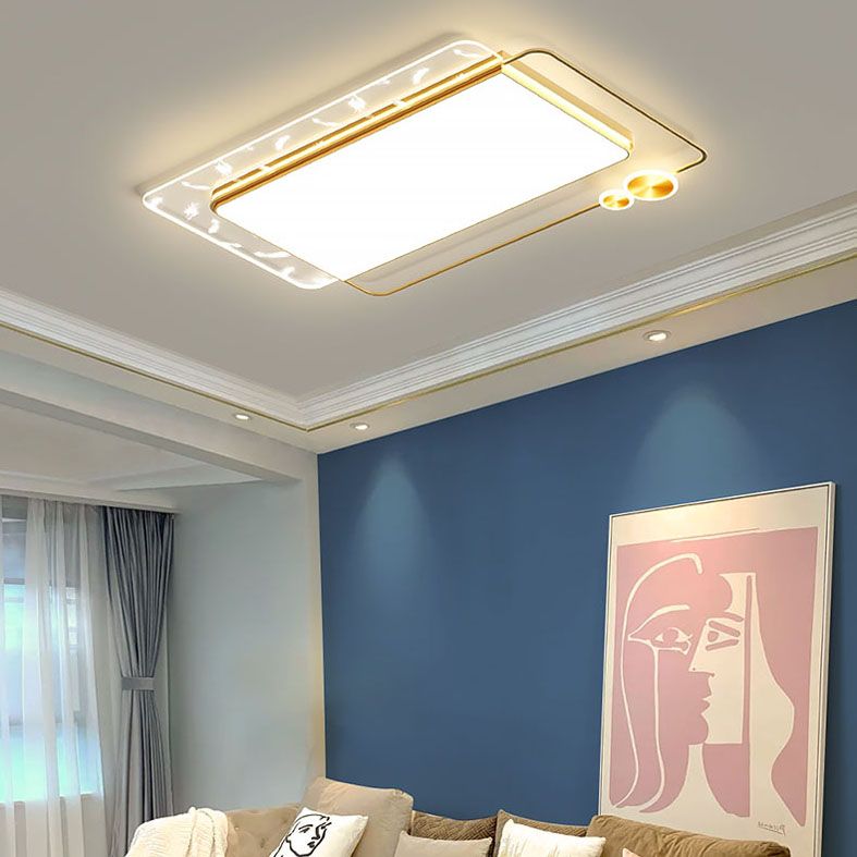 Plafonnier LED rectangulaire en fer, Style moderne, 1 lumière, pour salon