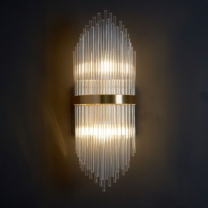 Geometrischer Schatten 2-Lights Wandleuchten Moderner Kristallwandmontageleuchte in Messing