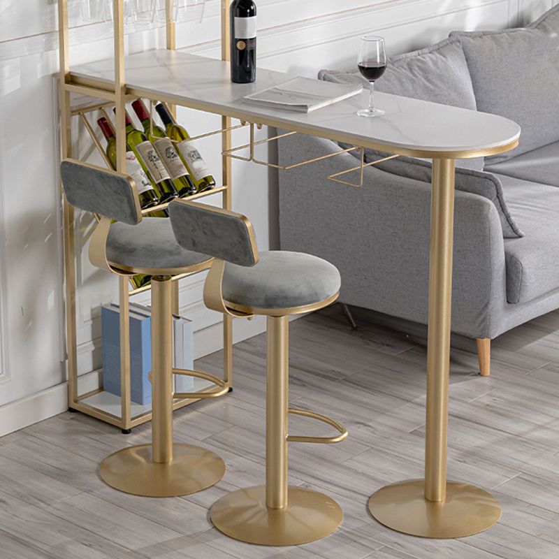 Adjustable Height Bar Stools Glam Dining Stools with Metal Base