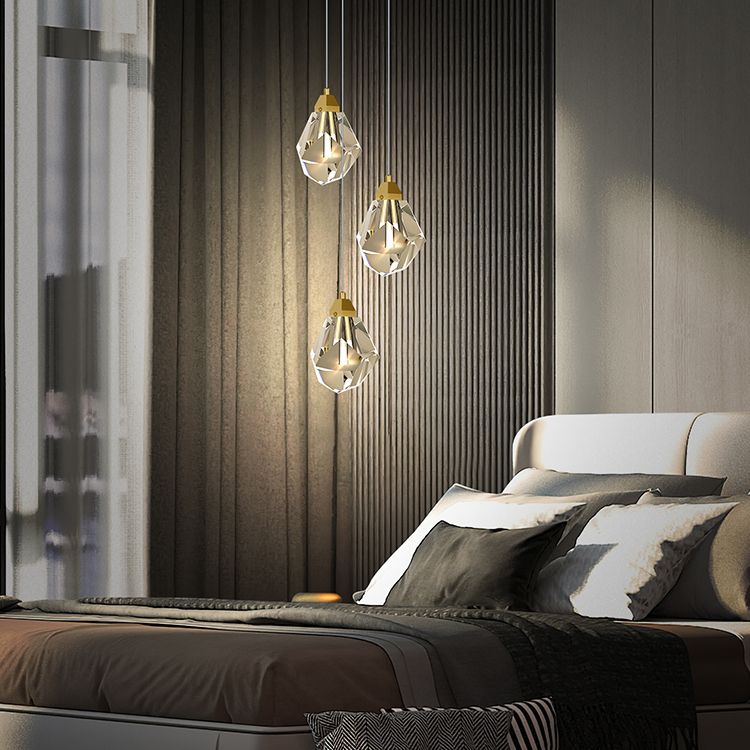 Crystal Unique Shape Hanging Light Modern Style 1 Head Hanging Mount Fixture for Bedroom