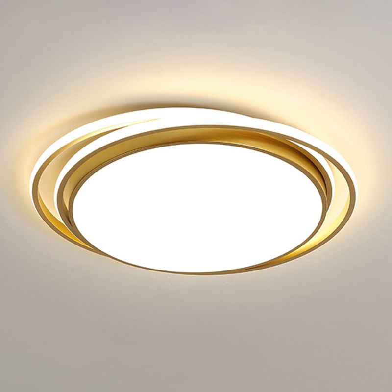 Modern Minimalist Metal Flush Mount Ceiling Lamp Gold Circular Shape LED Flush Mount Lighting for Bedroom
