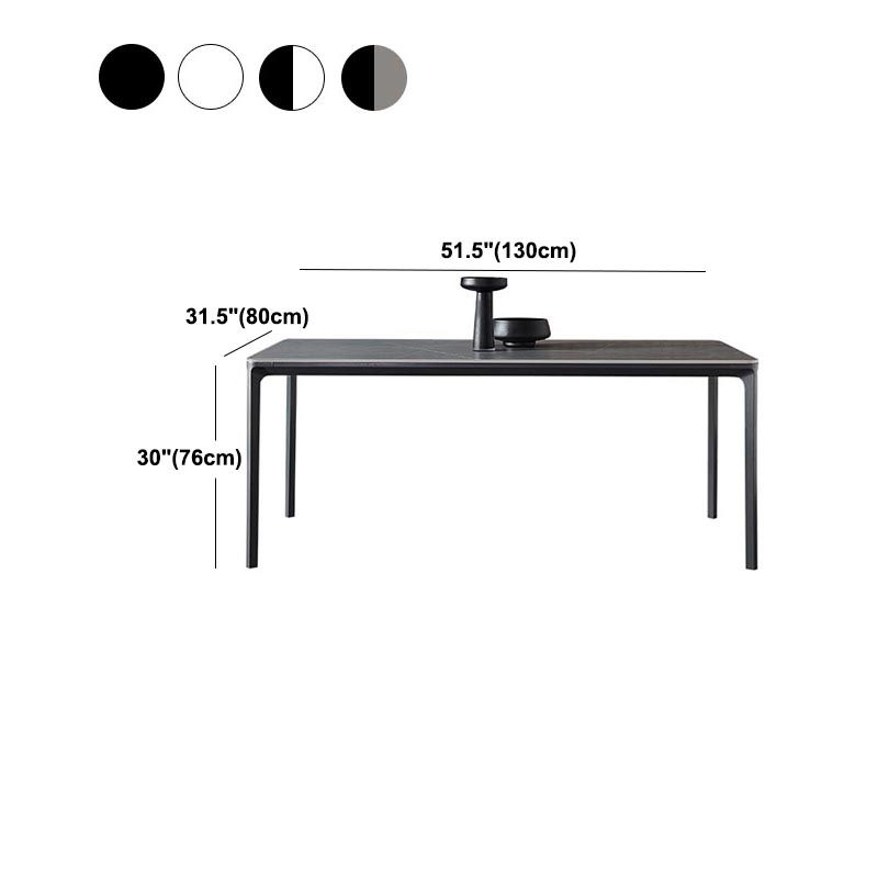 Stone Modern Rectangle Dining Table Matte Finish 4 Legs Table for Kitchen