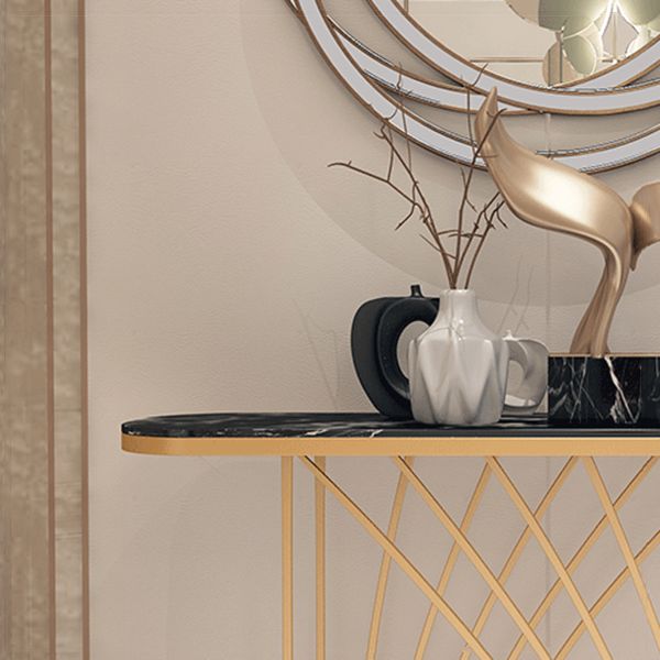 11.81" W Glam Oval Console Accent Table Antique Finish Console Sofa Table