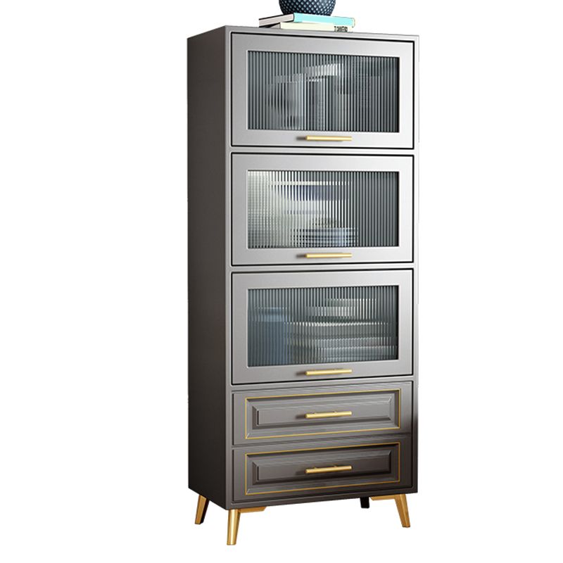 Contemporary Grey Cabinet with Glass Door and 2 Soft Close Drawers