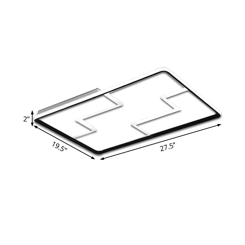 Plafonnier encastré en bloc acrylique simplicité 19 "/23"/27,5 "de large LED blanc/noir lampe encastrée en lumière chaude/blanche