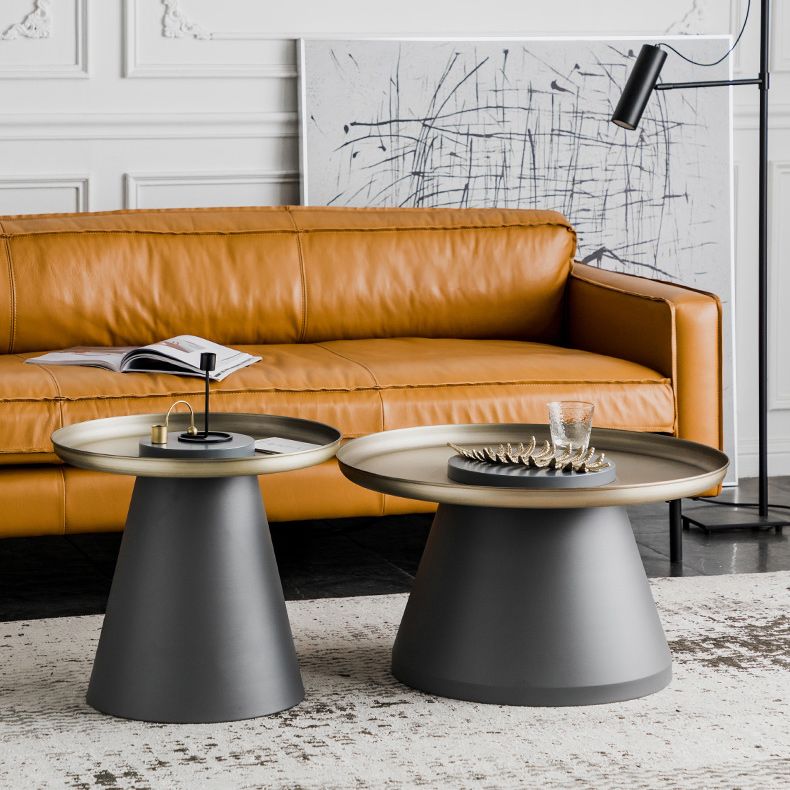 Mid-Century Pedestal End Table Round Metal Side Table for Living Room