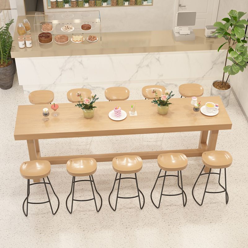 1/6/11 Pieces Modern Rectangular Pub Table Set Wooden Counter Table with Backless Stools