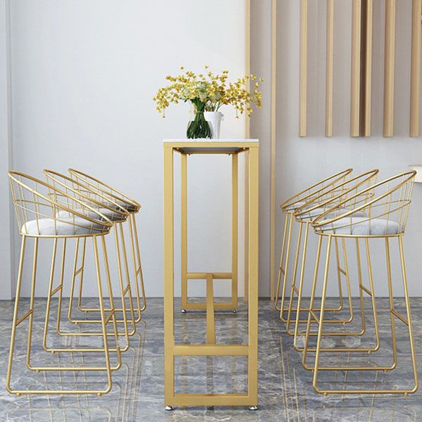 Glam Style 1/2/7 Pieces Faux Marble Bar Table Set Fixed Table Counter Set for Home Use