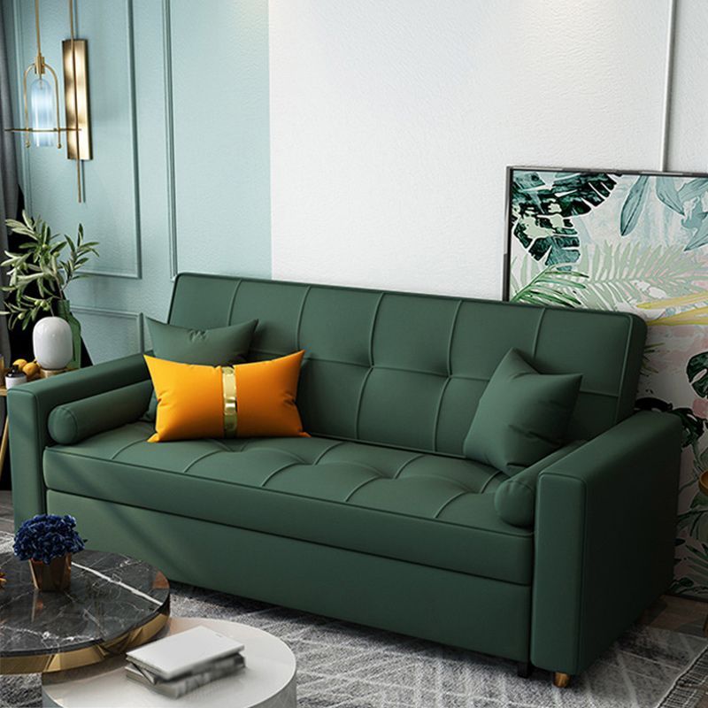 Square Arms Futon Foldable Pillow Included Sleeper Sofa with Storage