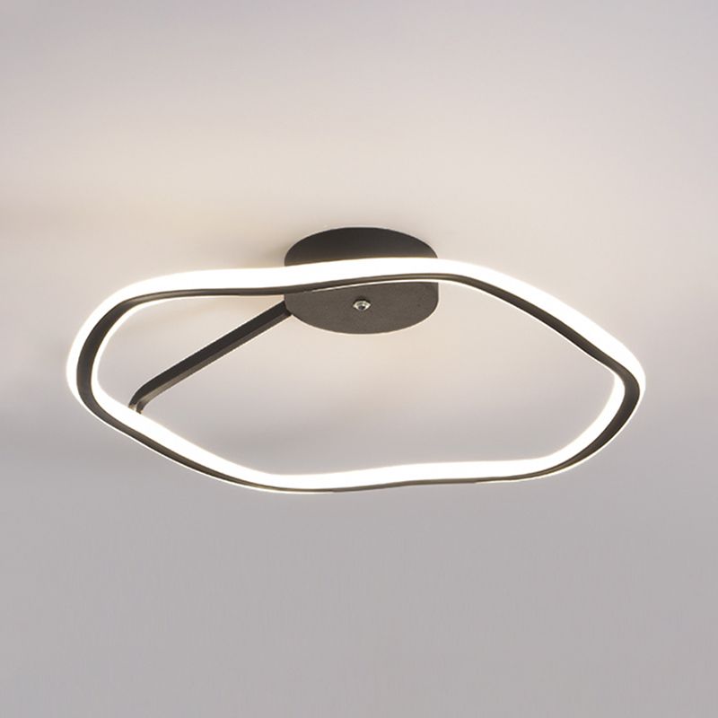 Metal Minimalism 1-Light Flush Mount Lamp Linear Flush Ceiling Light for Bedroom