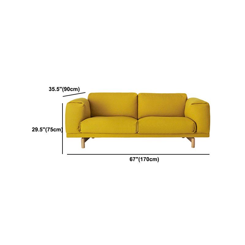 35.43 inch Wide Linen Sofa Square Arm Cushions Sofa in Yellow