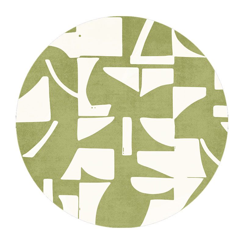 Rapis moderne vert Polyester Rattract Print Rapis lavable pour le salon