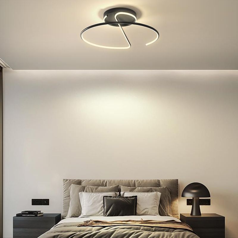 Swirl Wave 1-Light Flush Mount Lighting Fixtures Modern Style Black Flush Ceiling Light