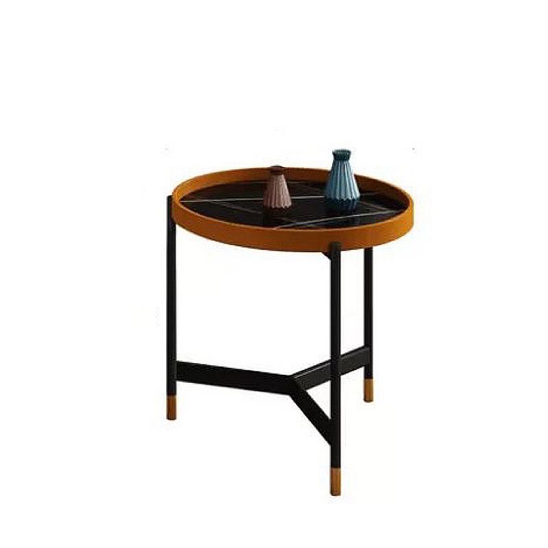 3 Legs Base Design Cocktail Table Rock Plate Desktop Round Coffee Table with Iron Base
