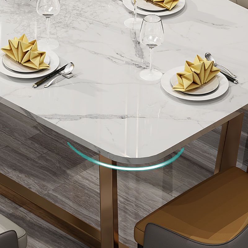 Table en pierre frittée pour restaurant Table à manger de luxe avec base à tréteaux