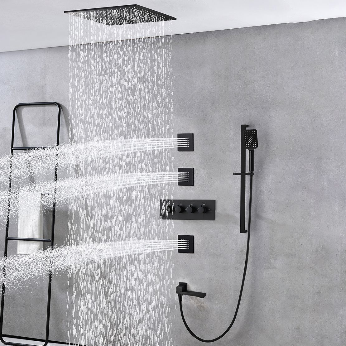 Modern Shower Trim Brass Slide Bar Included Adjustable Shower Head Shower Combo