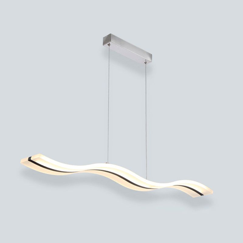 Stainless-Steel LED Island Light in Modern Simplicity Acrylic Linear Hanging Lamp for Dining Room