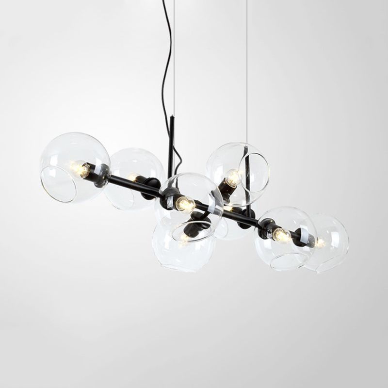 8 lampada a sfera lampada isola contemporanea ceratiera/fumo vetro sospeso di illuminazione sospesa in nero/oro per sala da pranzo