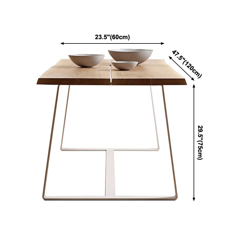 Rectangle Shape Luxury Dining Table Wood Color Fixed Table with Solid Wood