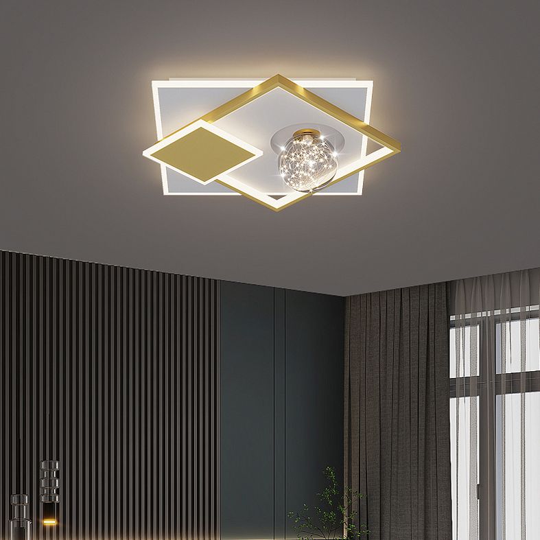 Modern Luxury Style Geometric Flush Mount Ceiling Chandelier Metal Flush Mount Light Fixtures for Living Room