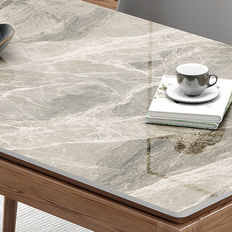 Midcentury Style Dining Table Rectangle Stone Dining Site Table for Home