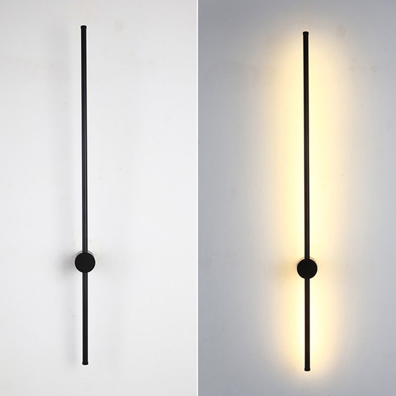Modern Metal Wall Sconce Linear Shape Vanity Lamp with Acrylic Shade in Black for Bathroom