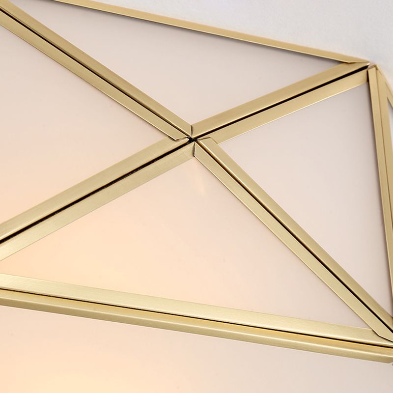 Gold Finish Flush Ceiling Light Minimalism White Glass Geometric Flushmount Lighting