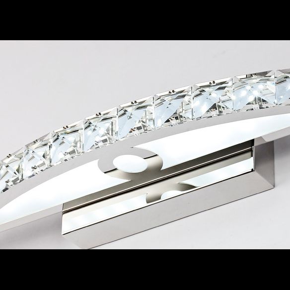 Modern Crystal Vanity Light Fixture Arc Shape K9 Crystal Bathroom Vanity Sconce