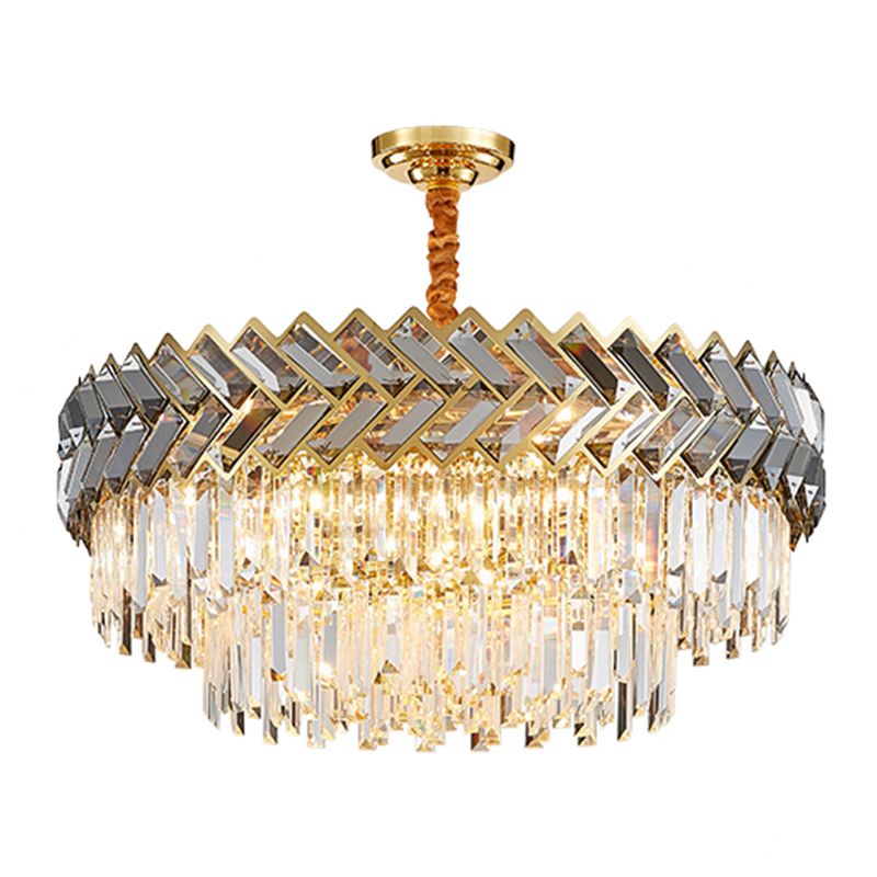 Eigentijdse ronde hanglamp lichte armatuur kristal woonkamer kroonluchter in goud