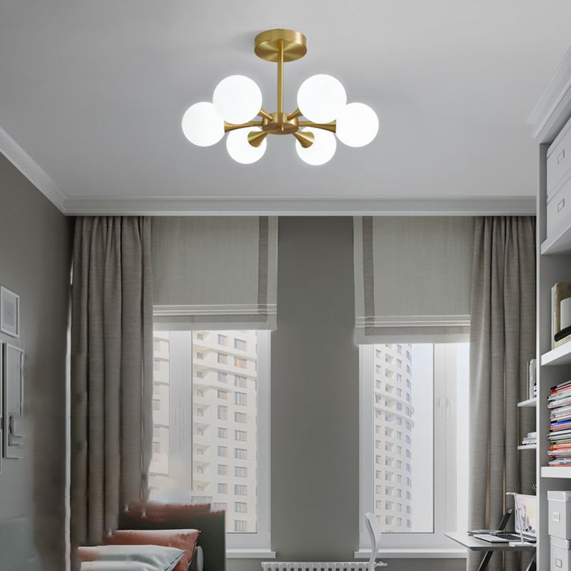 Modern Sputnik Ceiling Light Glass Shade Flush Mount Light for Bedroom Living Room