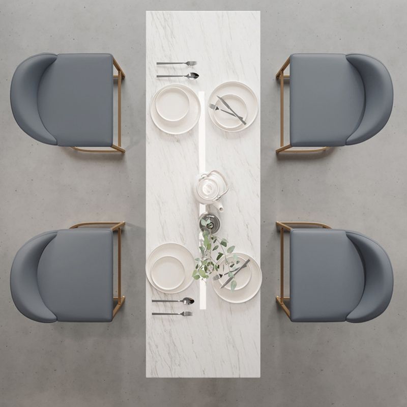 Metal Bar Table Rectangular Faux Marble Top Bistro Pub Table