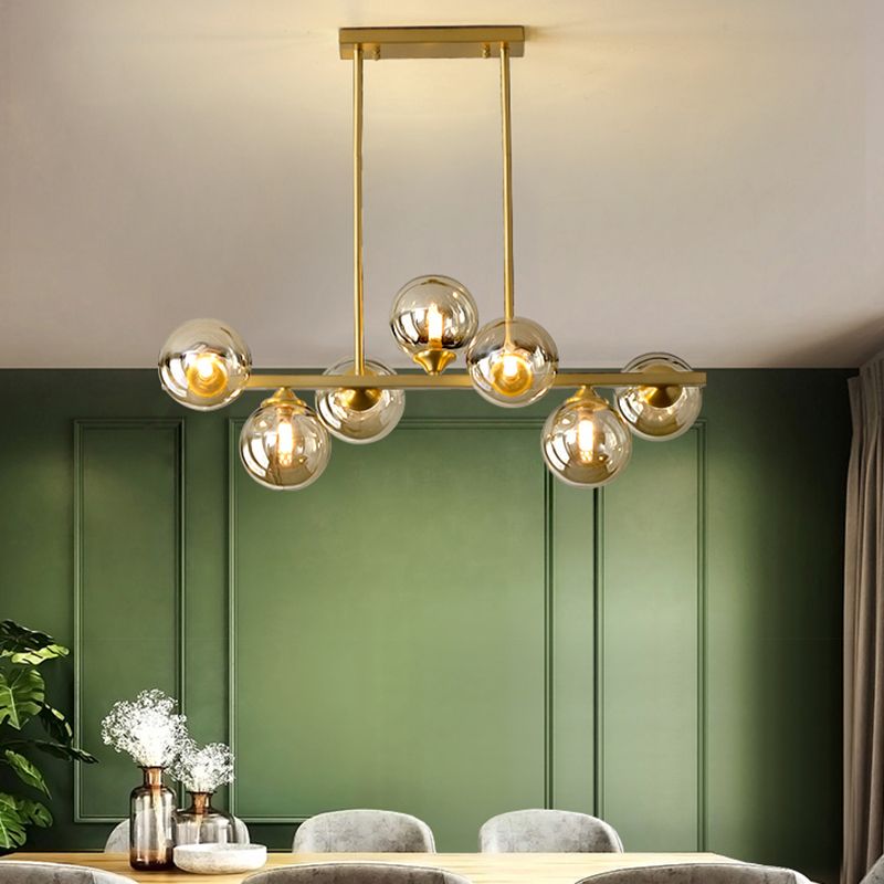 Moderne Stil Kugelform Island Lichter Glass Island Anhänger in Gold