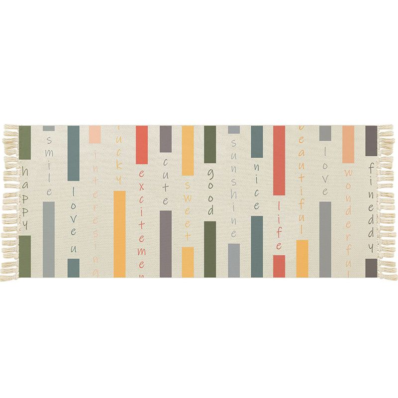 Multi Color Funky Rug Cotton Geometric Shapes Rug Pet Friendly Machine Washable Carpet for Bedroom