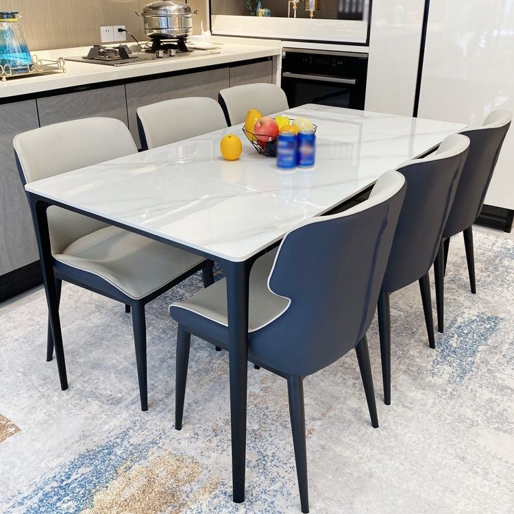 Sintered Stone White Esstisch Industrial 4 -Bein Tisch für Esszimmer