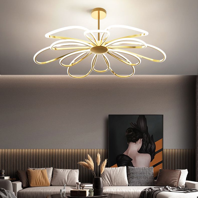 Lampadario a sospensione di metallo floreale a pendente a LED a LED per soggiorno per soggiorno
