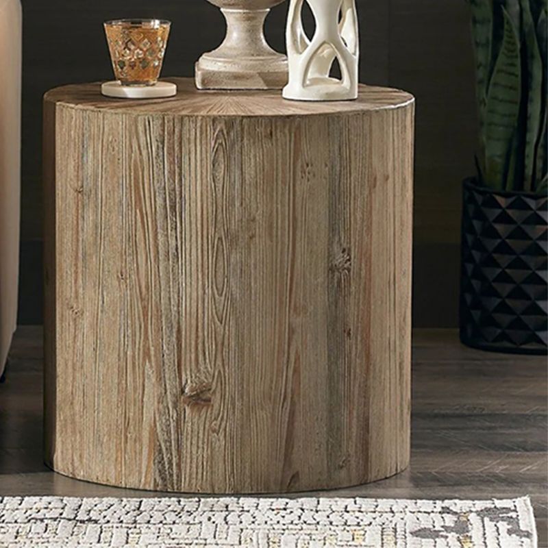 Rustic Corner Table Solid Wood Round Distressed Accent Side Table